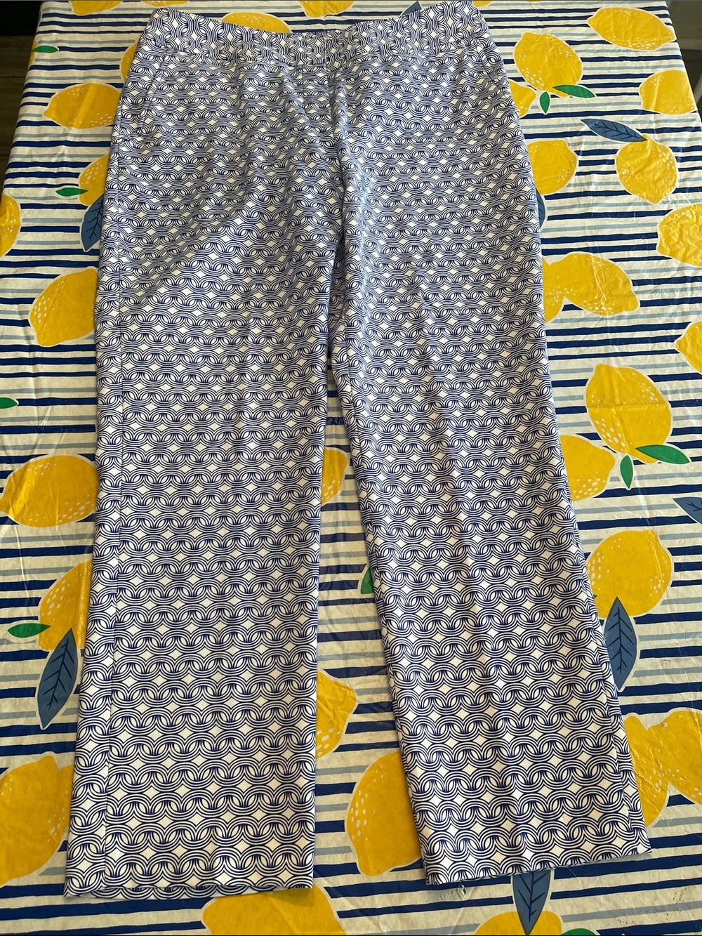 Sport Haley Blue and White Geometric Cropped Pants